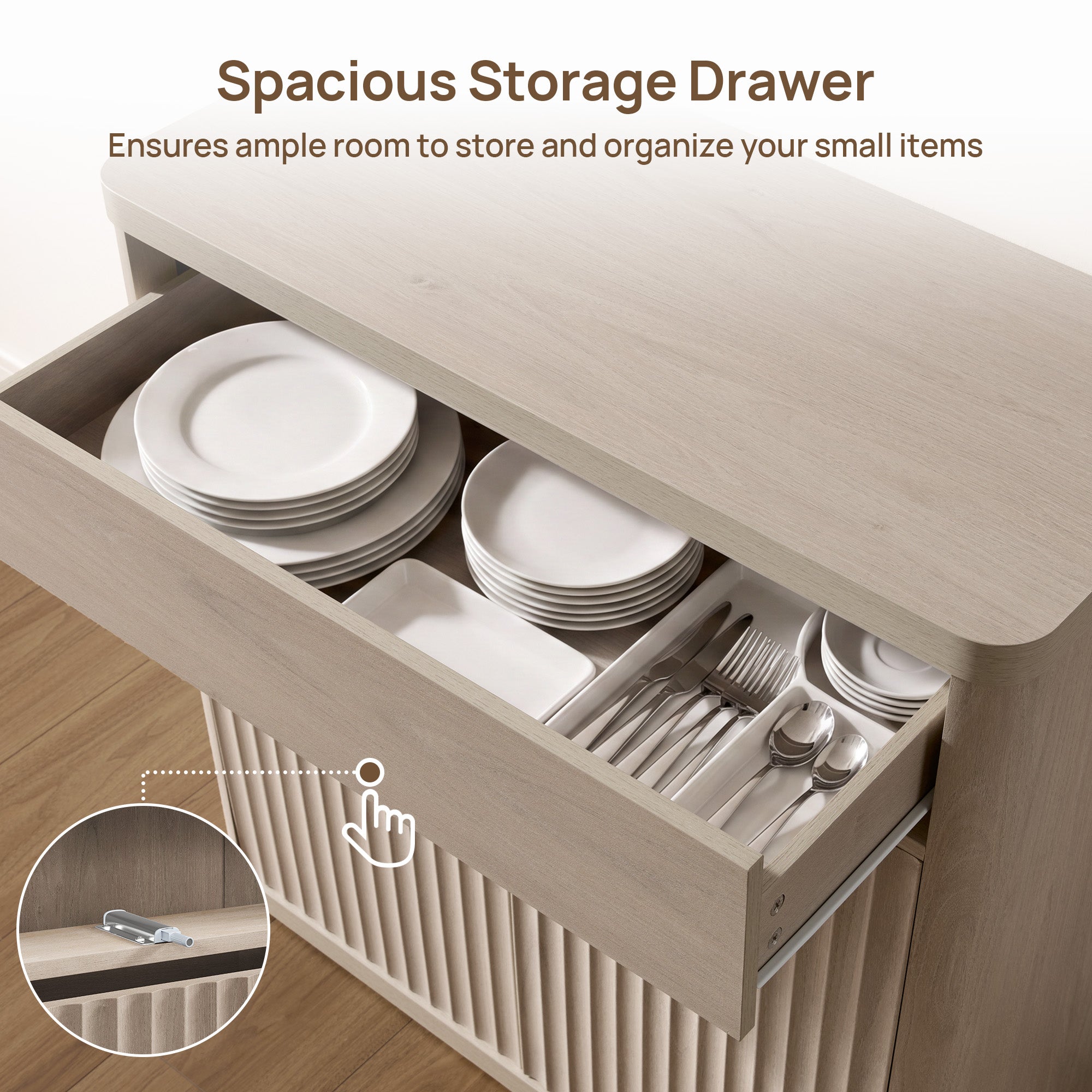 Cas Fluted Sideboard Buffet, Large Storage