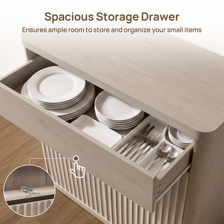 Cas Fluted Sideboard Buffet, Large Storage