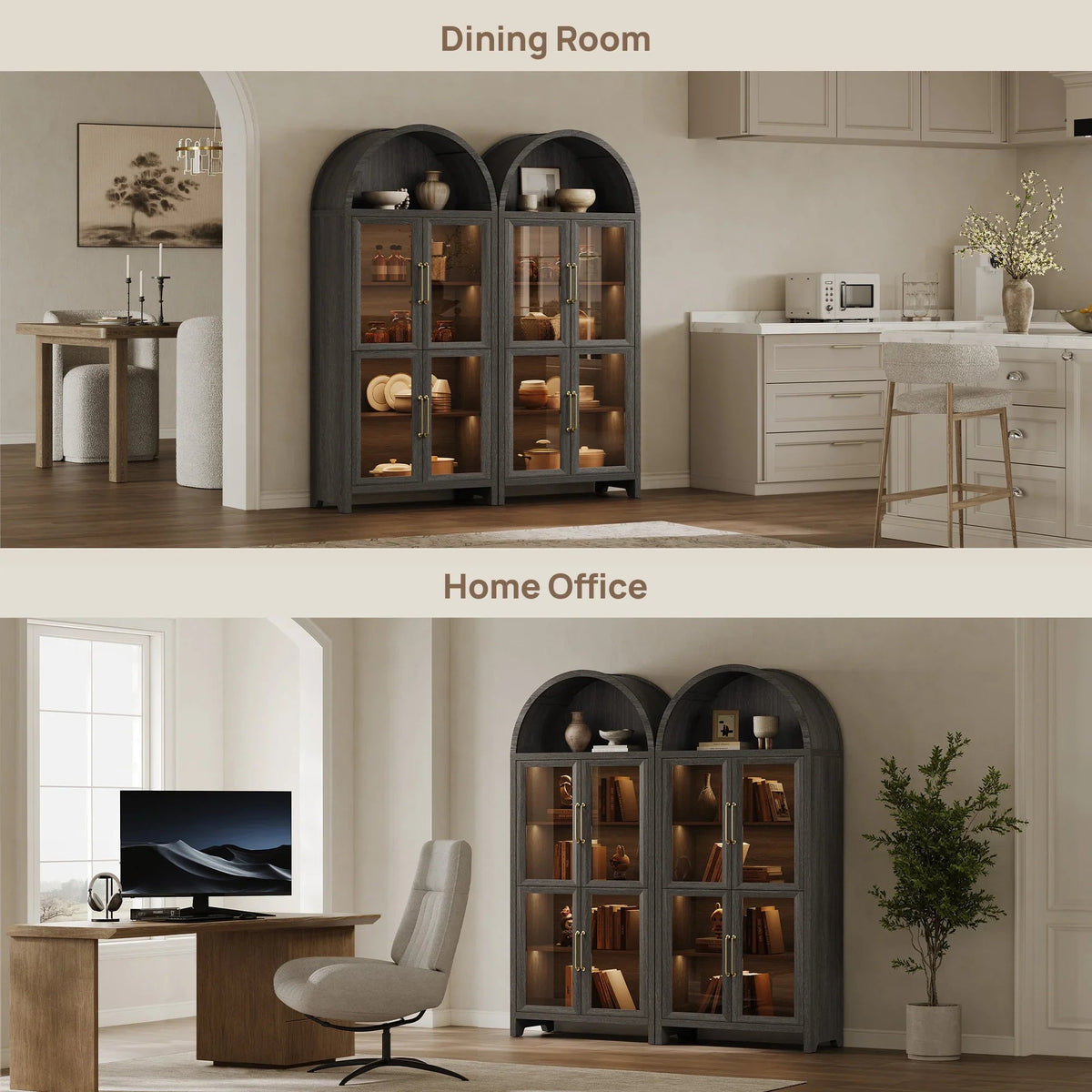 Helio Display Cabinet with Glass Door, Set of 3