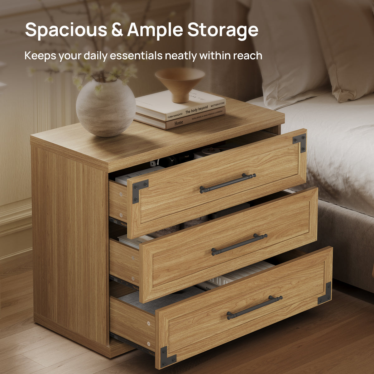 Willow 3-Drawers Nightstands Set, 31.3 Inch Wide