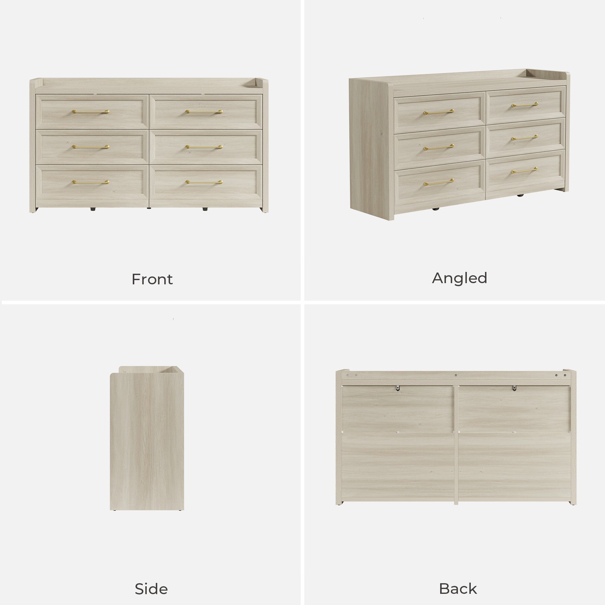 Helio White 6 Drawers Dresser