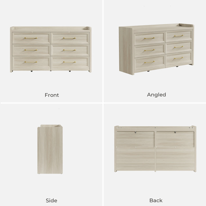 Helio White 6 Drawers Dresser