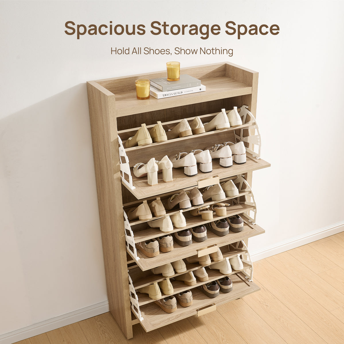 Savanna Flip Shoe Cabinet, 30-Pair Organizer, Set of 2