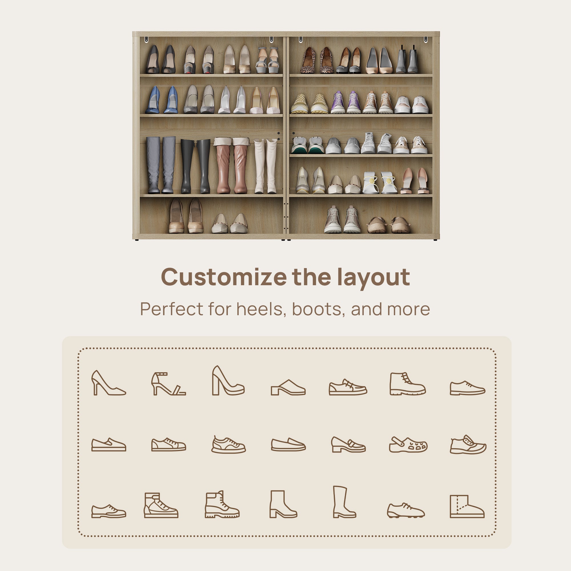 Zura Modular Rattan Shoe Cabinet, 50 Pairs