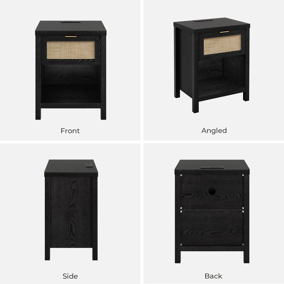 Savanna Black 1-Drawer Night Stand, Set of 2