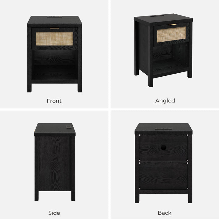 Savanna Black 1-Drawer Night Stand, Set of 2