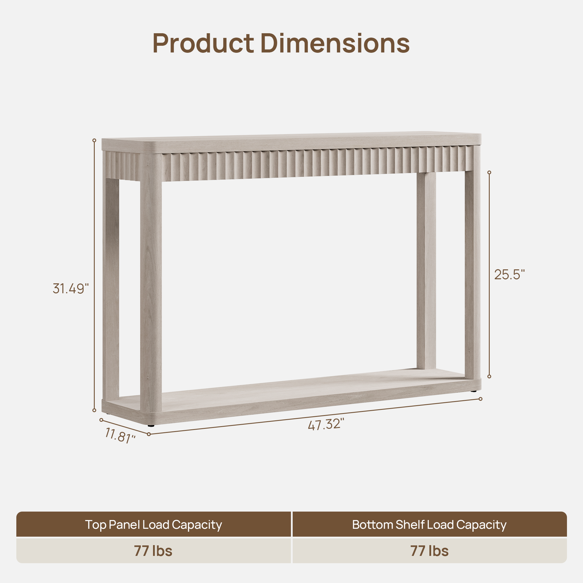 Cas Modern 2-Tier Console Table, Open Storage