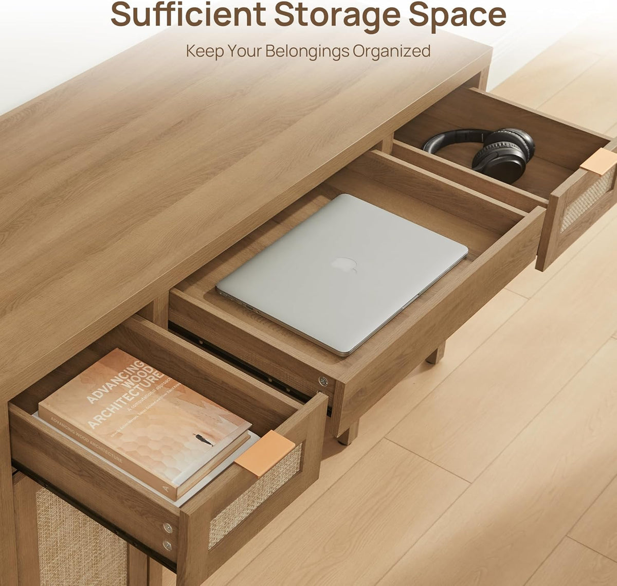 Savanna Rattan Vanity Table with Doors