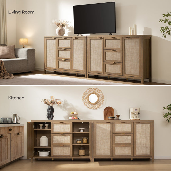 Savanna Sideboard Cabinets - 2 Pieces - Reclaimed Caramel Oak