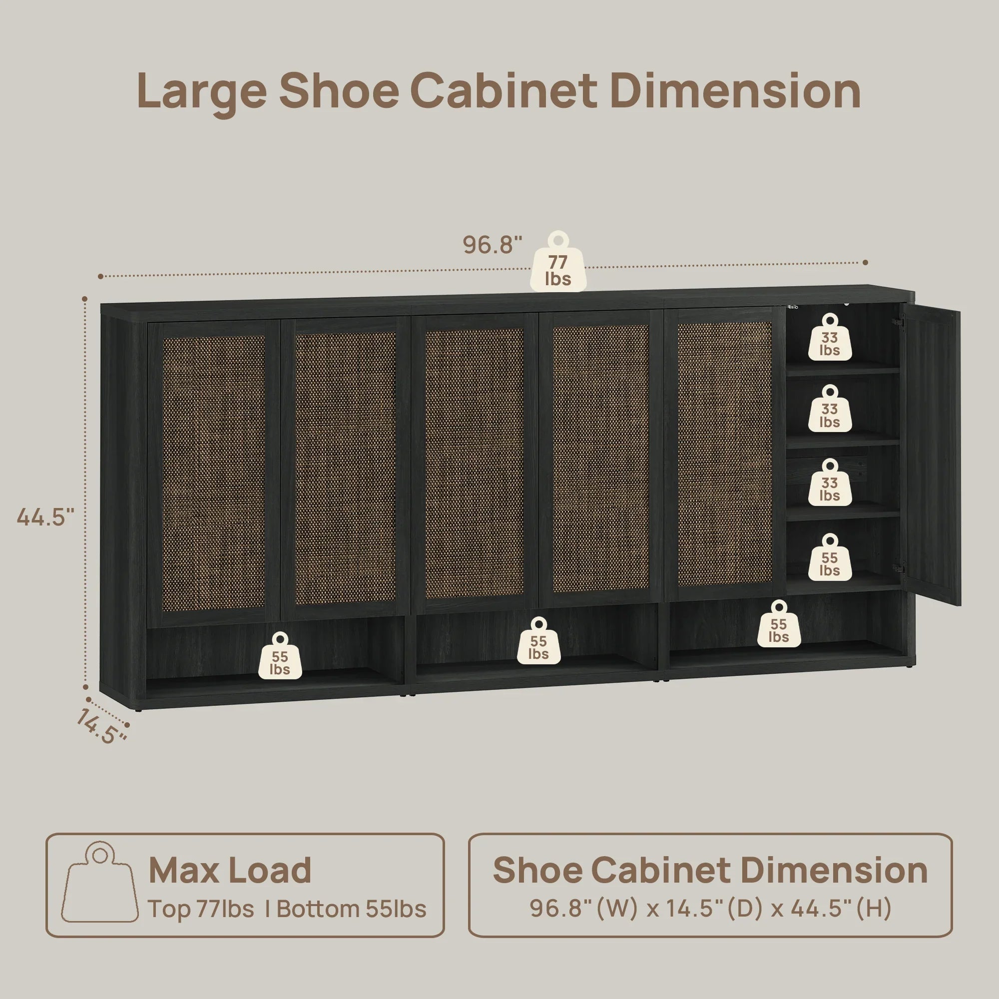 Zura Modular Shoe Cabinet with 6 Doors