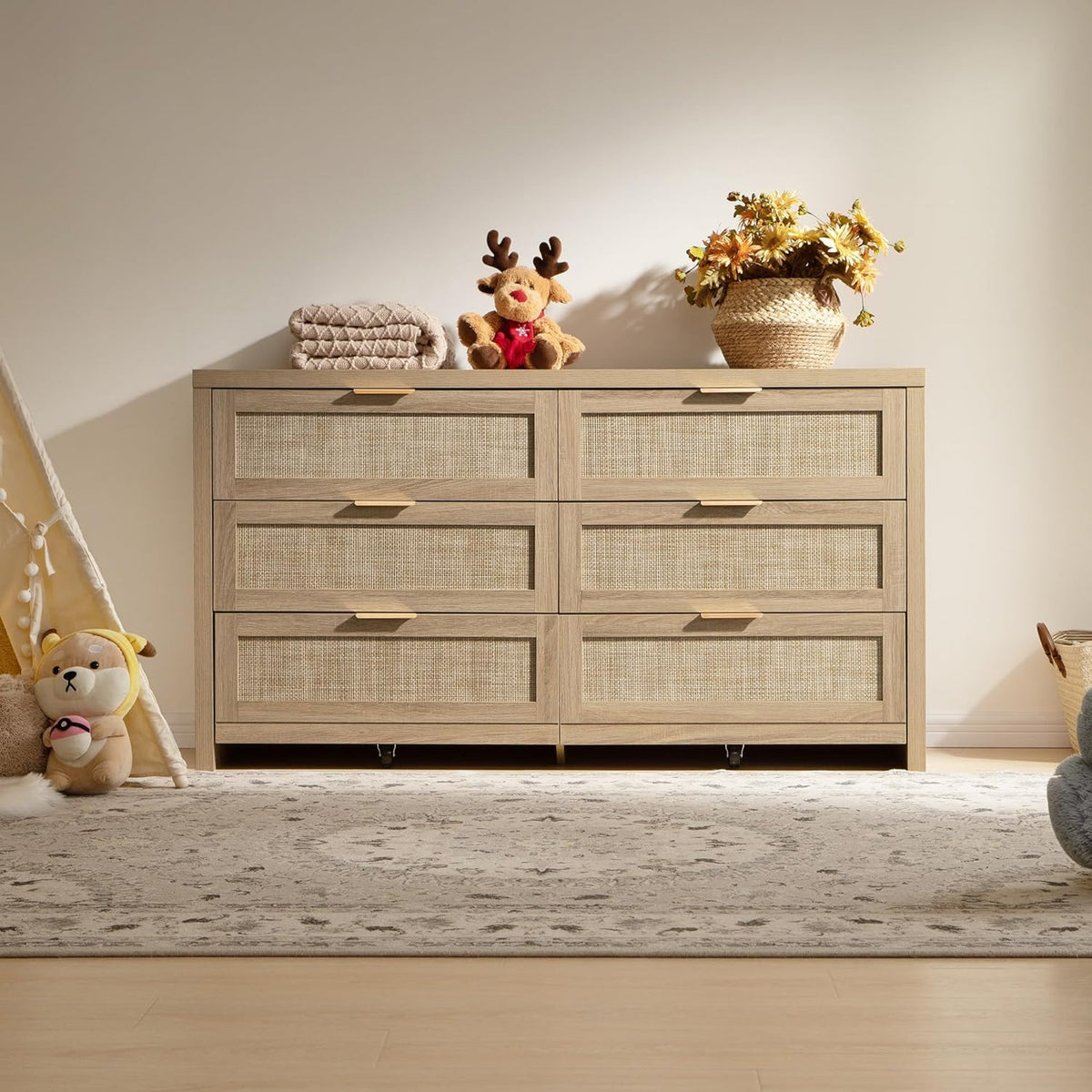 Savanna 6 Drawers Dresser, Wardrobe and Nightstands Set