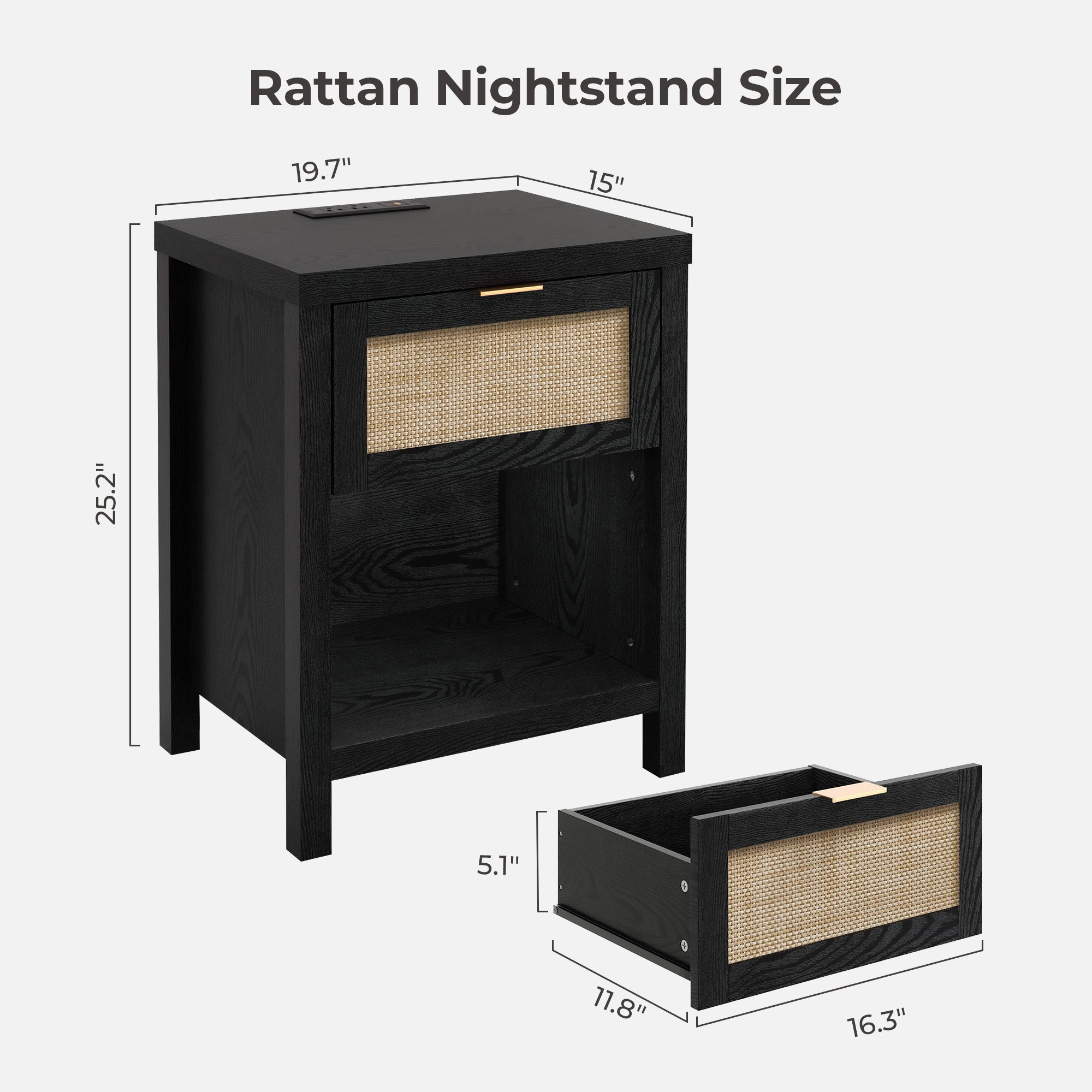 Savanna Nightstand with Charger