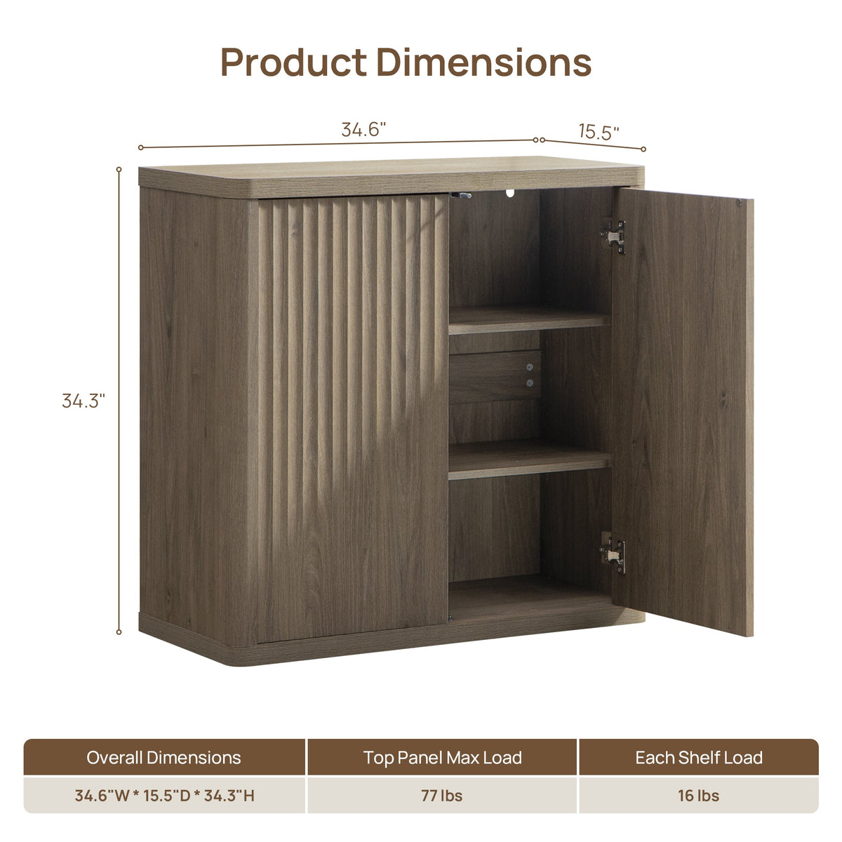 Cas Fluted Sideboard Cabinet with Storage, Set of 2