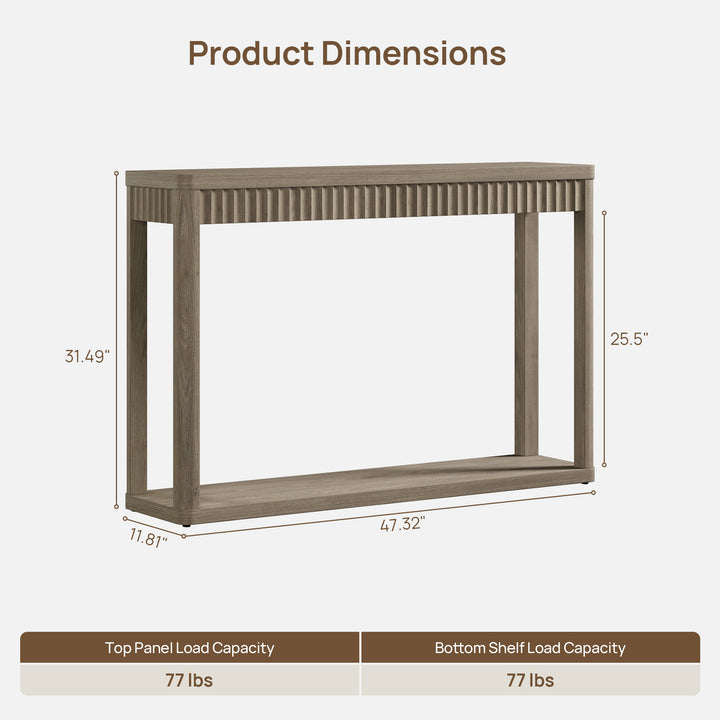 Cas Fluted 2-Tier Console Table, 47.3-Inch Wide