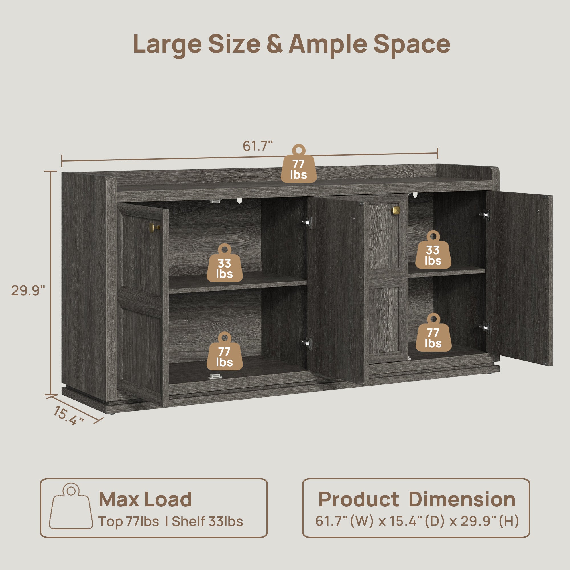 Helio Black Sideboard with 4 Doors