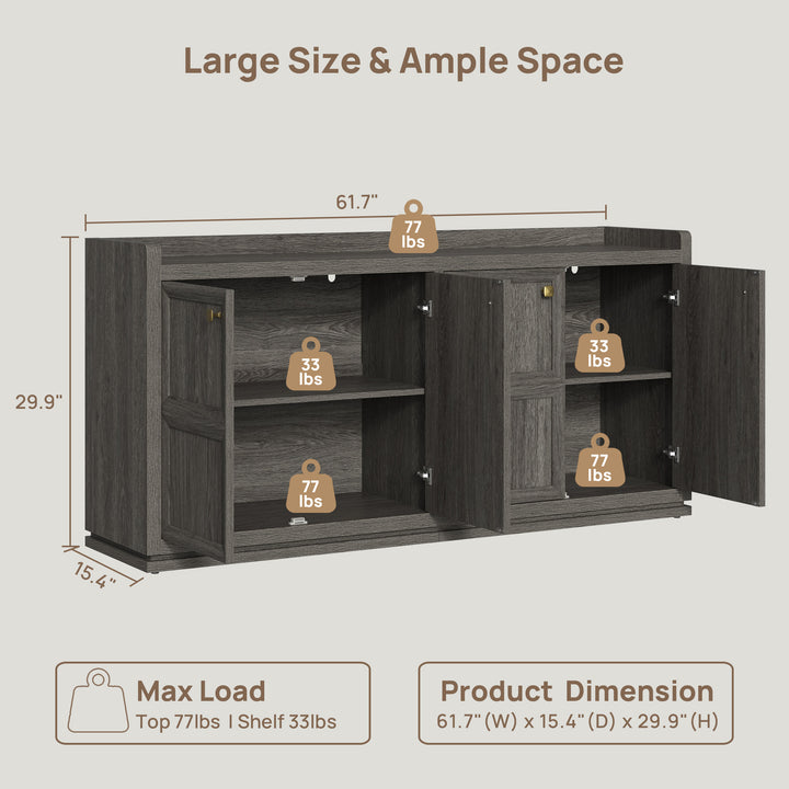 Helio Black Sideboard with 4 Doors