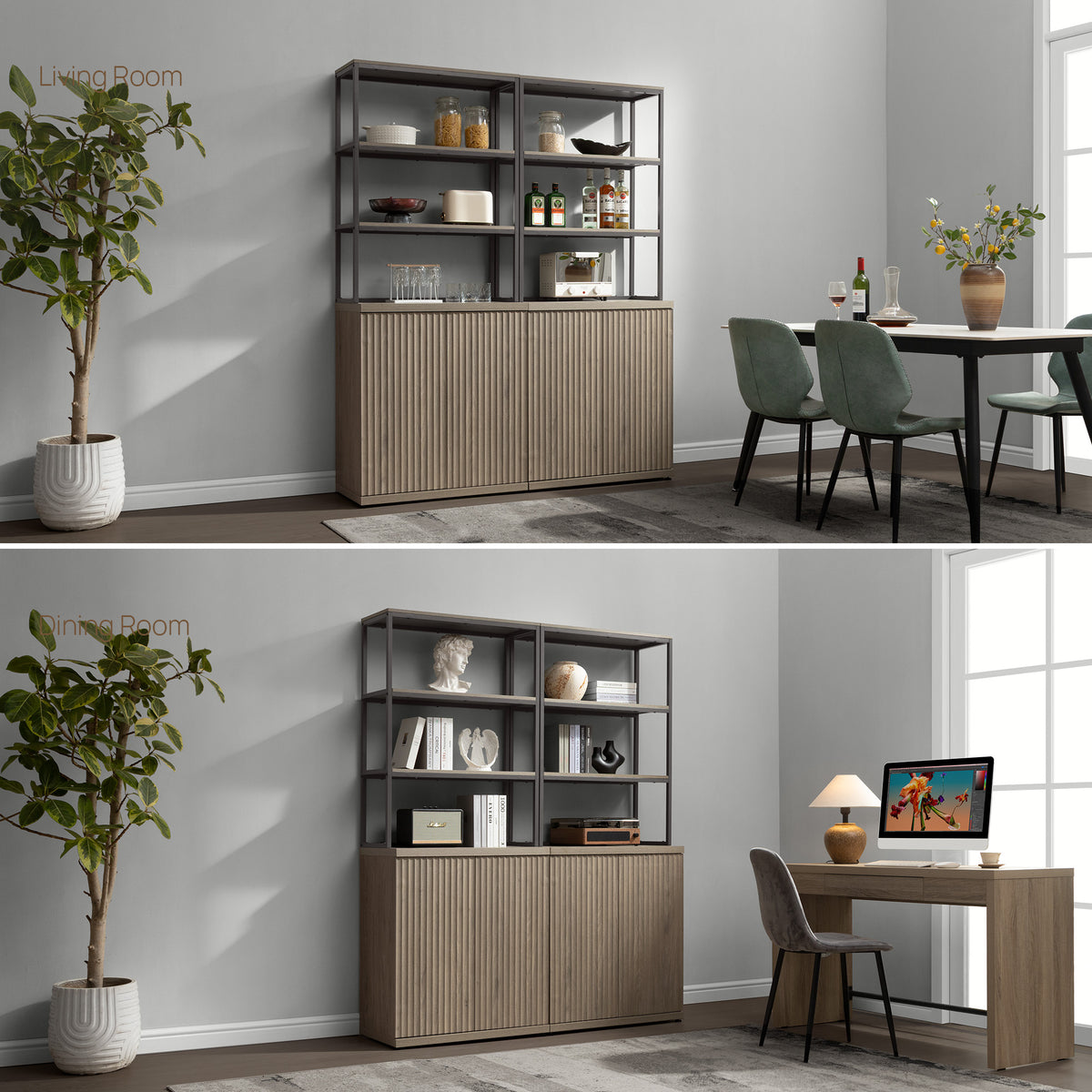 Stria Bookshelf with Storage, Set of 2