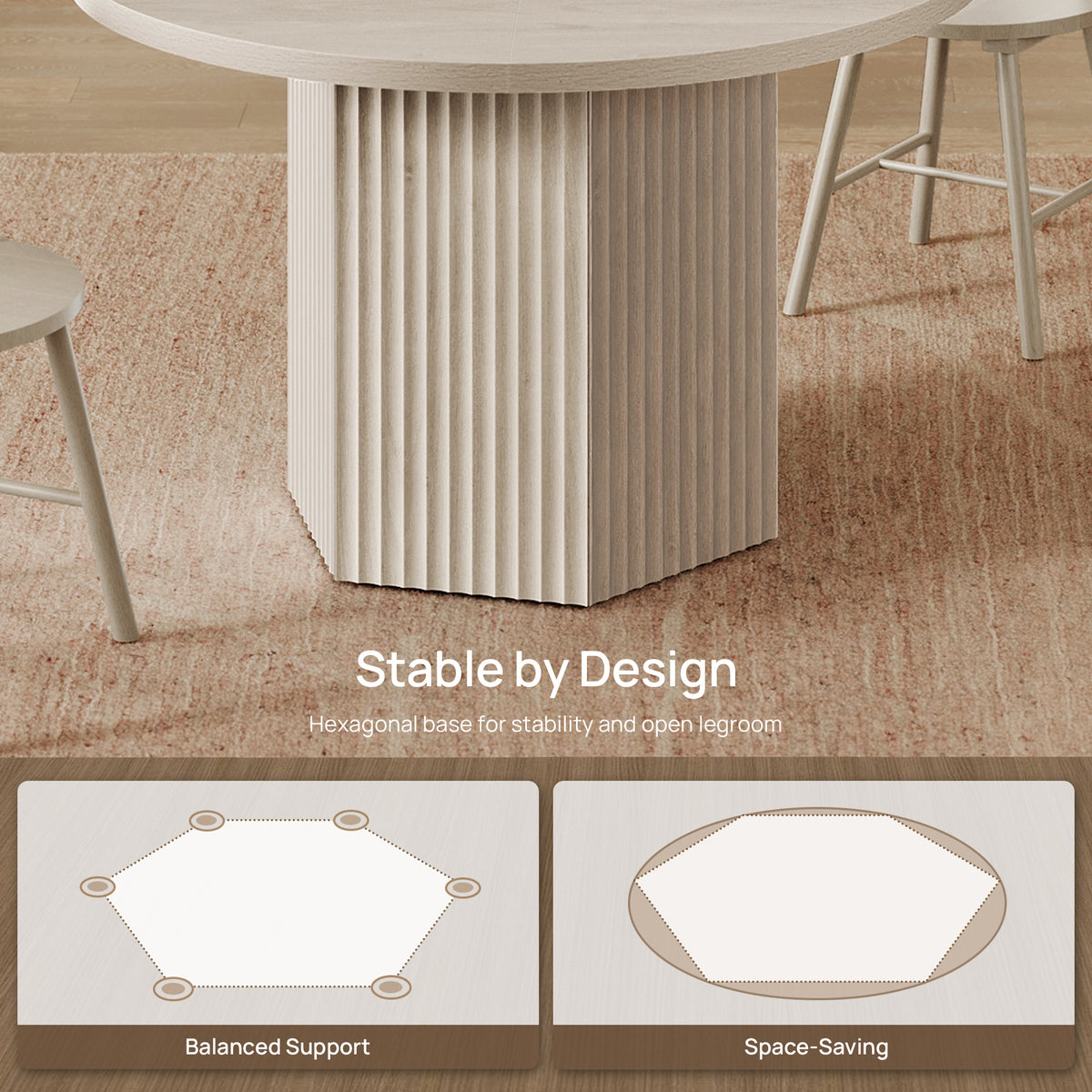 Cas Modern Dining Table and Chairs Set for 2 to 6