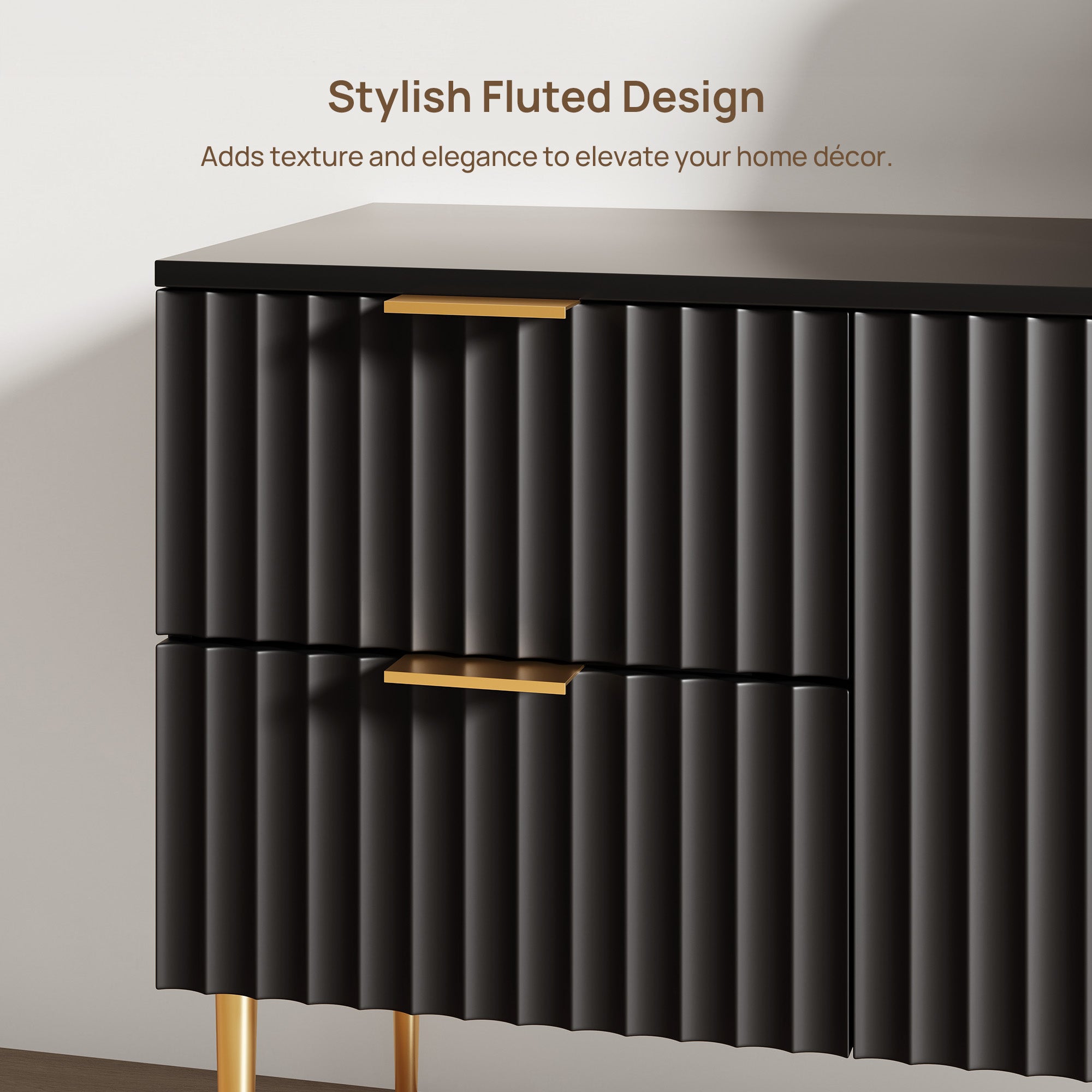 Opus Black TV Stand, Large Storage