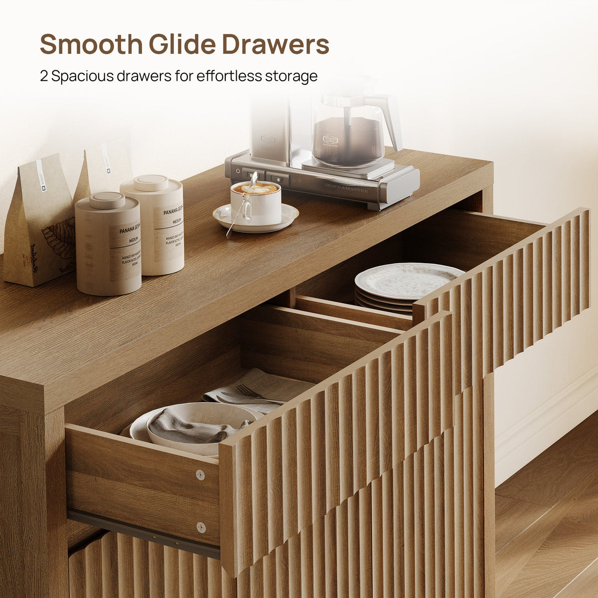 Prelude Sideboard with 2 Drawers and 3 Doors, Set of 2