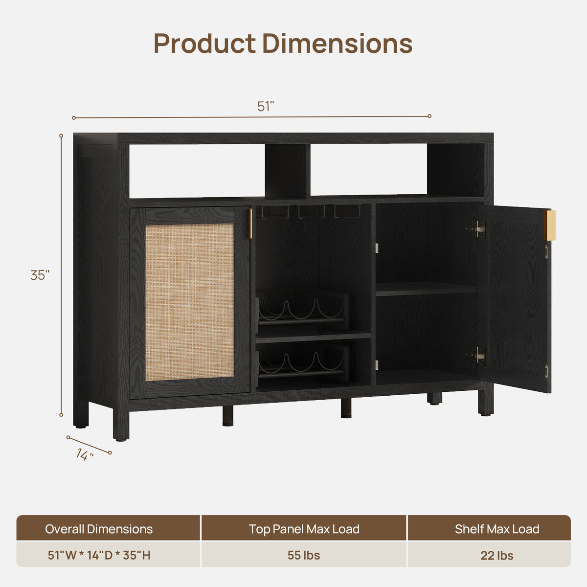 Savanna Bar Cabinet with Glass Holder