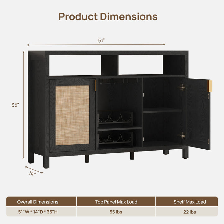 Savanna Bar Cabinet with Glass Holder - 2 Pieces - Black Oak