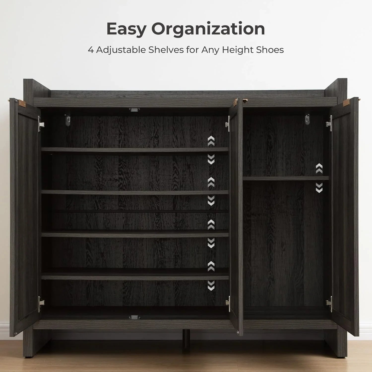 Savanna Black Shoe Cabinet, 30 Pairs Shoes