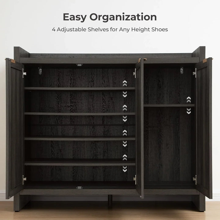 Savanna Black Shoe Cabinet, 30 Pairs Shoes