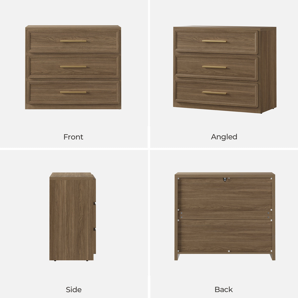 Crescent 3-Drawer Nightstand for Bedroom, Set of 2