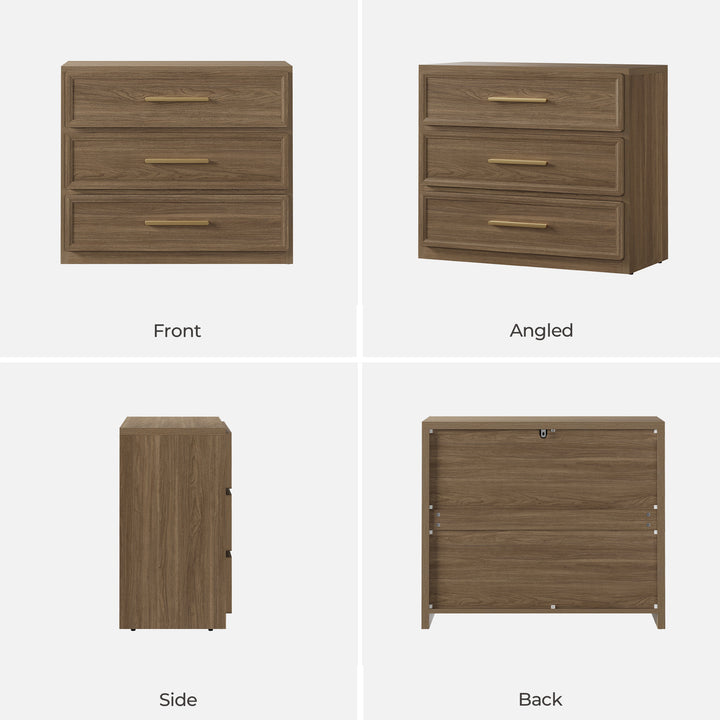 Crescent 3-Drawer Nightstand for Bedroom, Set of 2