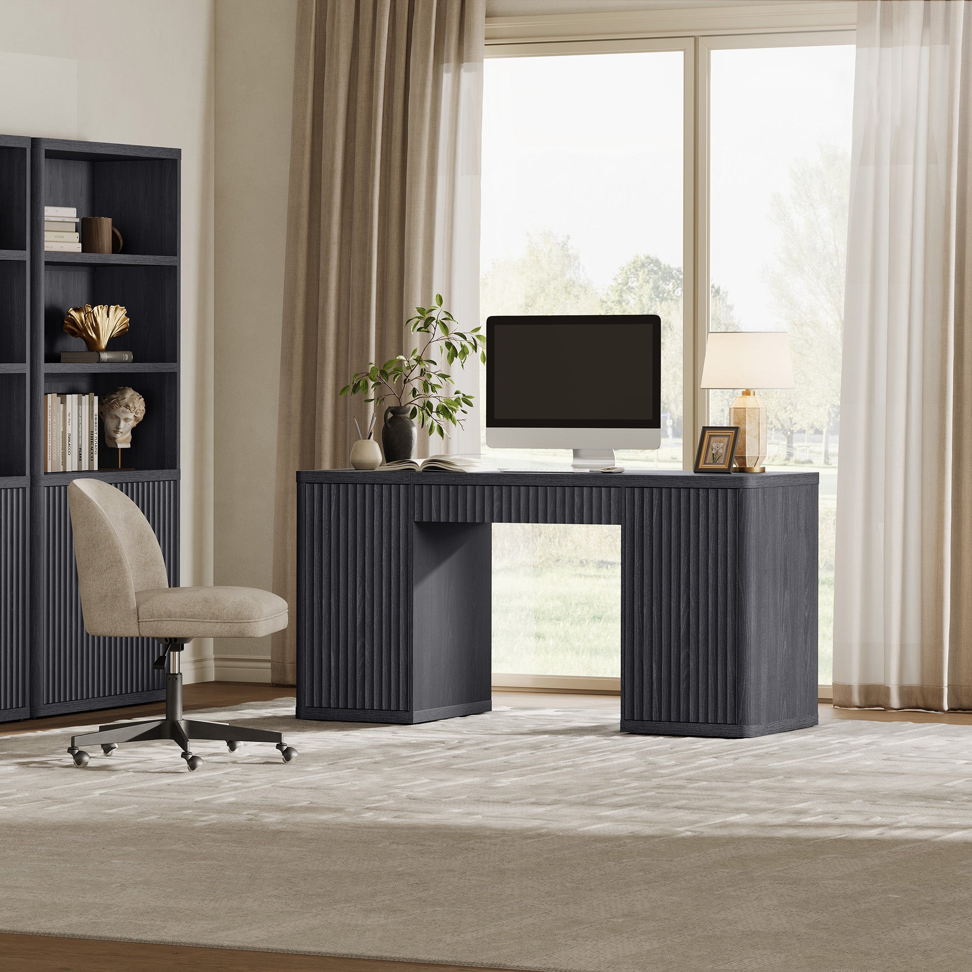 Cas 60Inch-Wide Office Desk, Large Storage