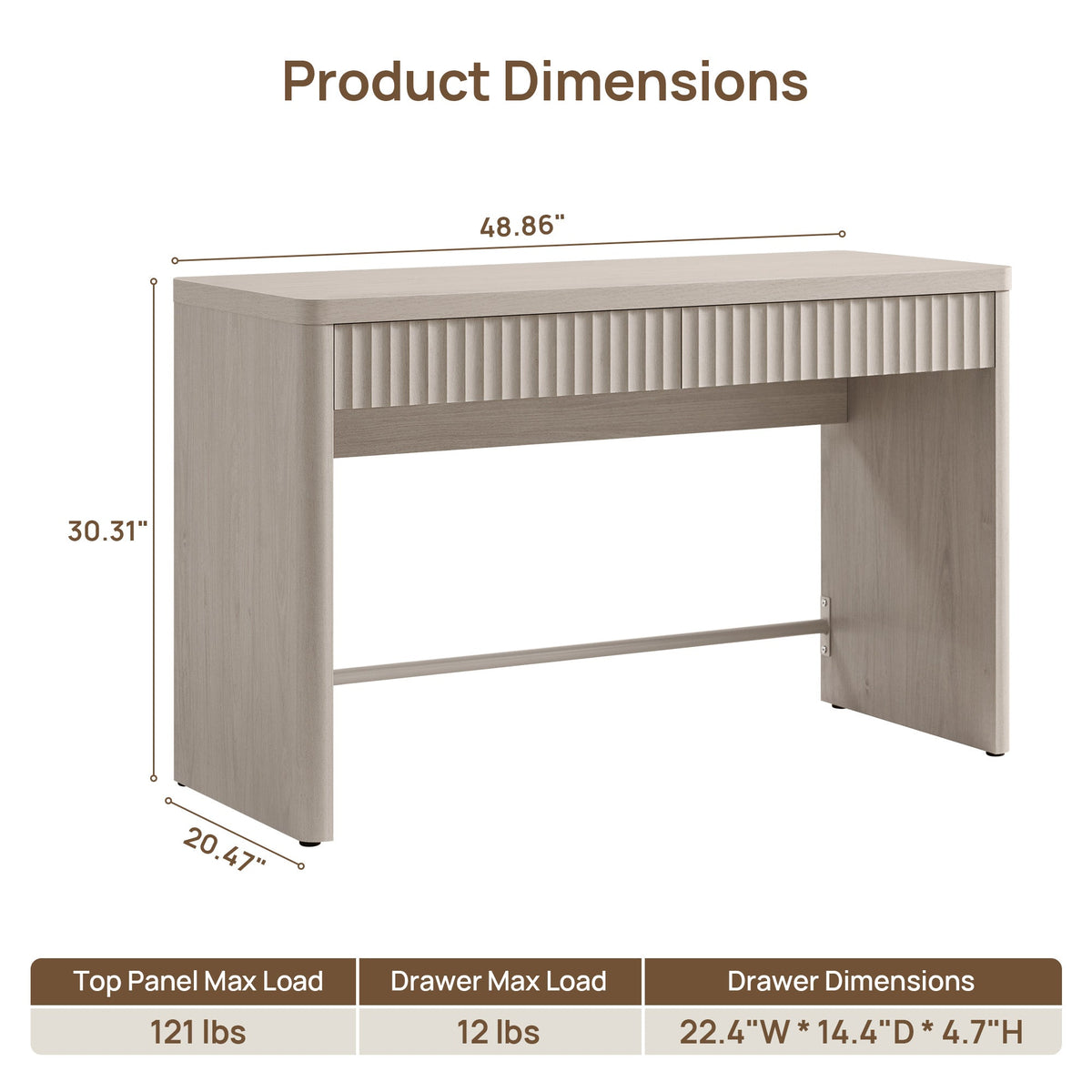 Cas Computer Desk, Fluted Style, Set of 2