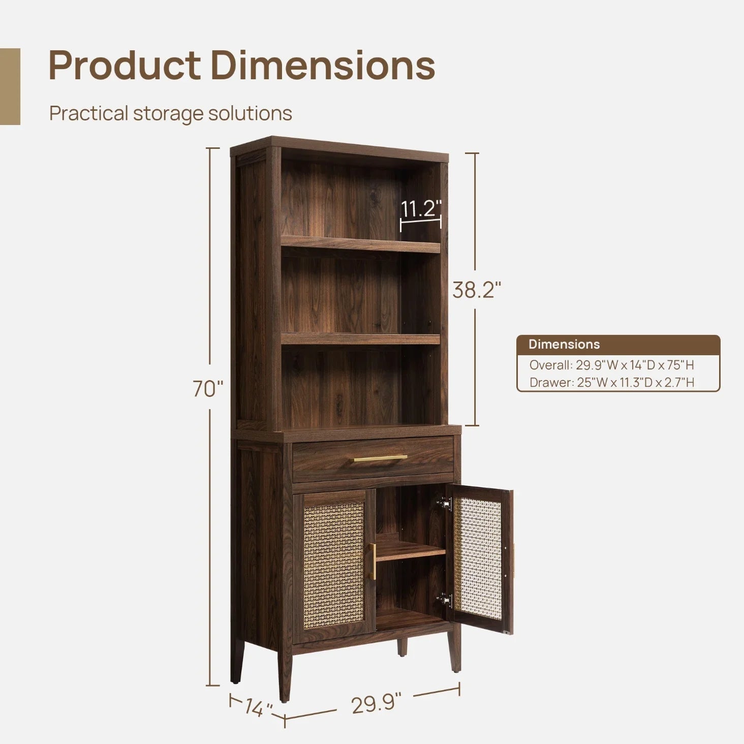 Andy TV Stand for 65 Inch TV and Bookcase Sets
