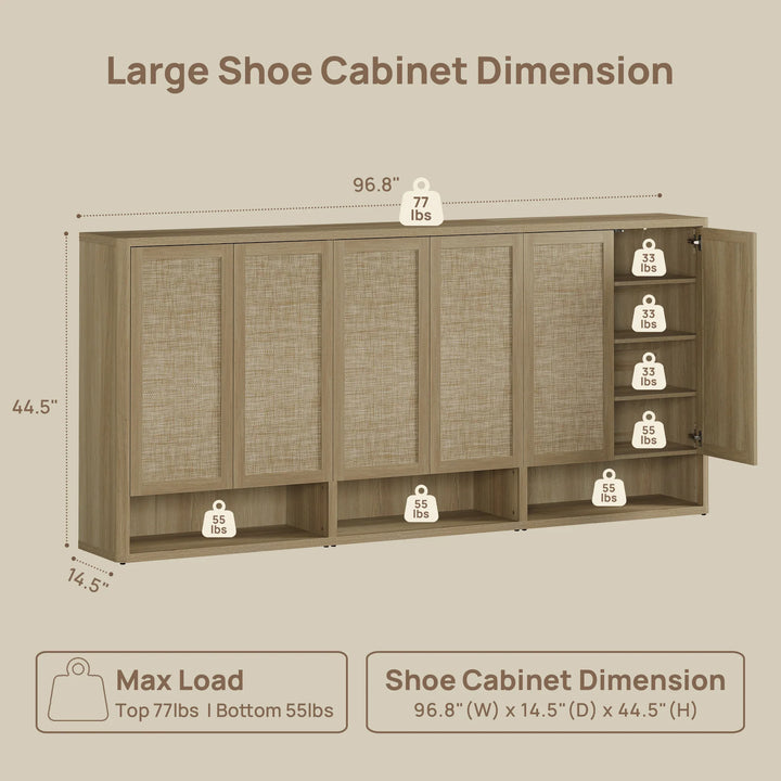 Zura Triple-Unit Shoe Cabinet, Holds 60 Pairs