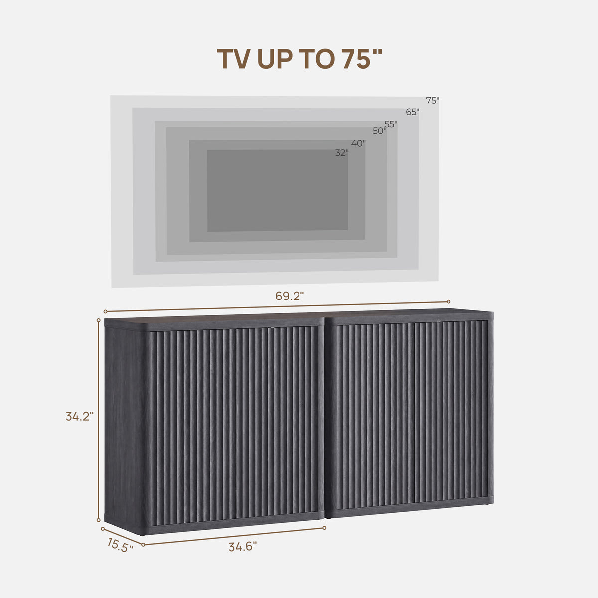 Cas TV Stand with 2 Doors, 34.6Inch Wide