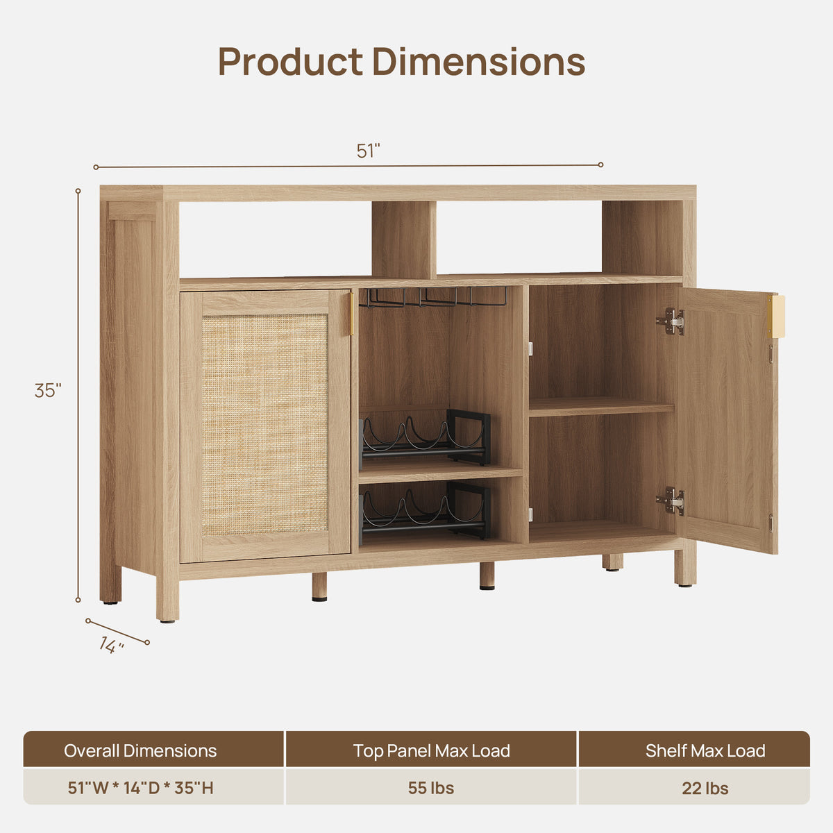 Savanna Bar Cabinet with Glass Holder