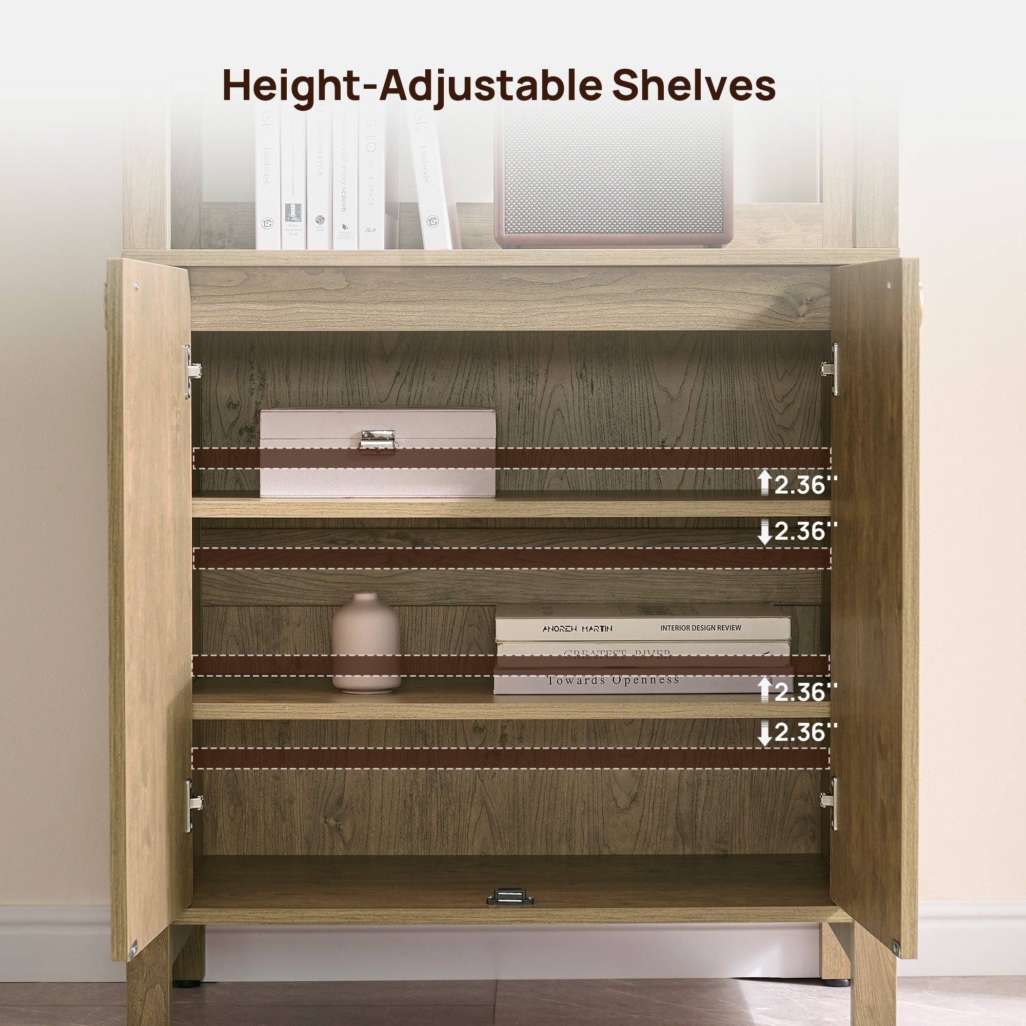 Terra Modern 2-Door Bookshelf, Large Storage