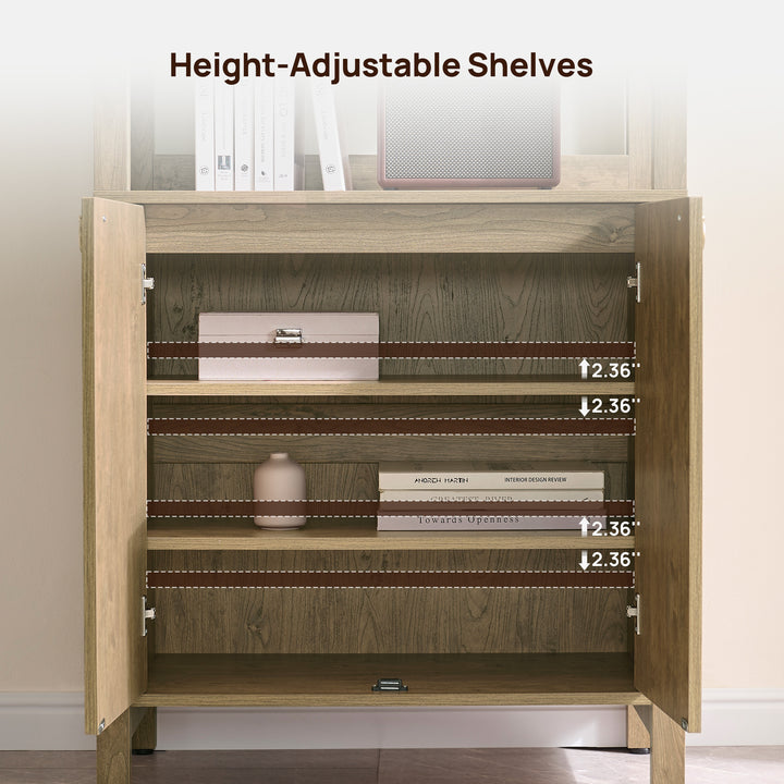 Terra Modern 2-Door Bookshelf, Large Storage