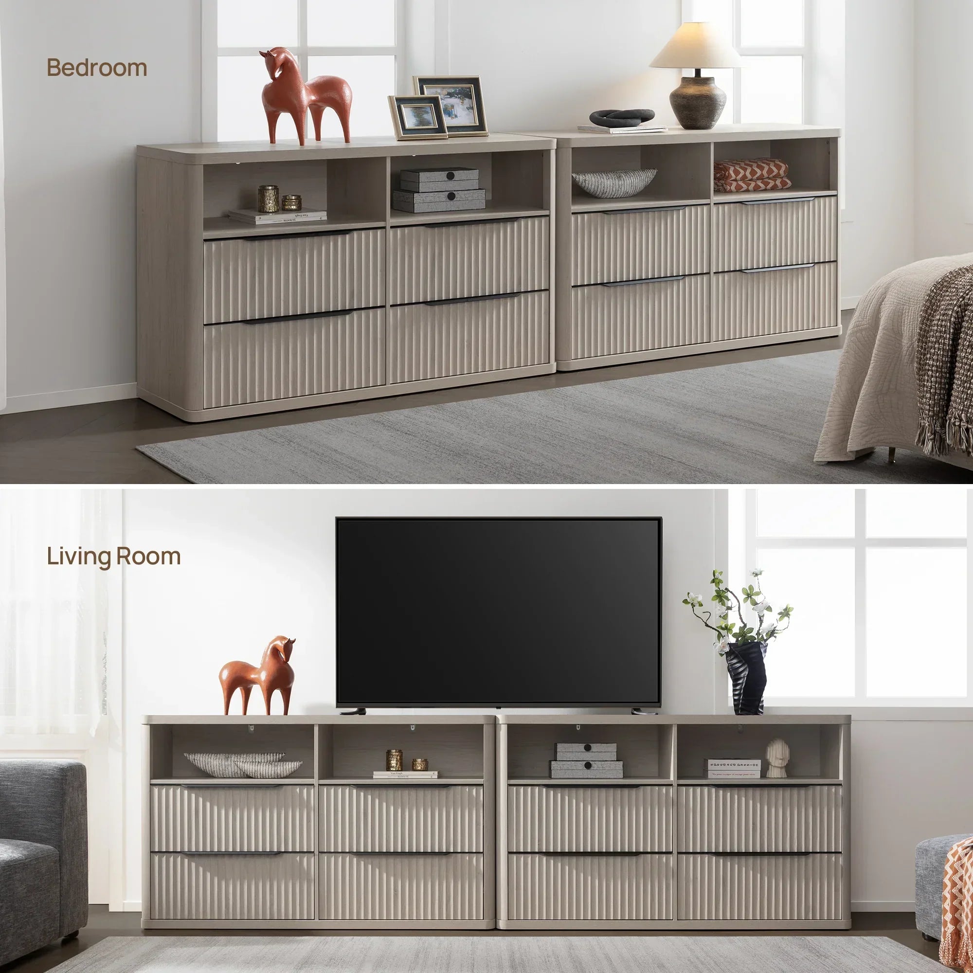 Cas 4 Drawer dresser with Open Shelf