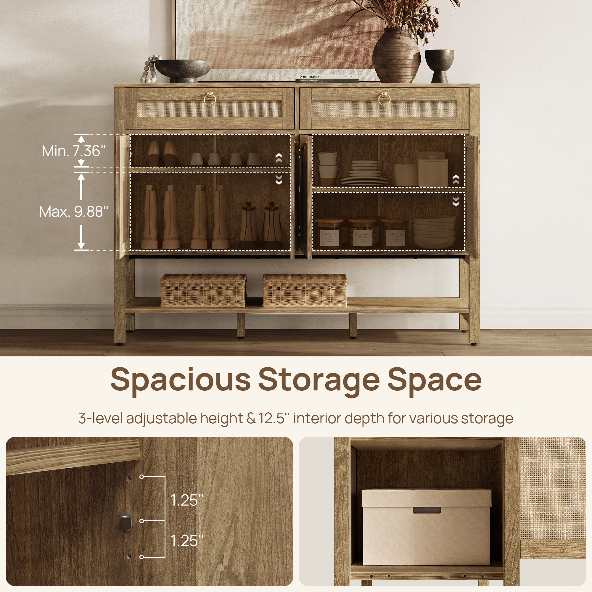 Terra Rattan Sideboard Cabinet, Modern Storage