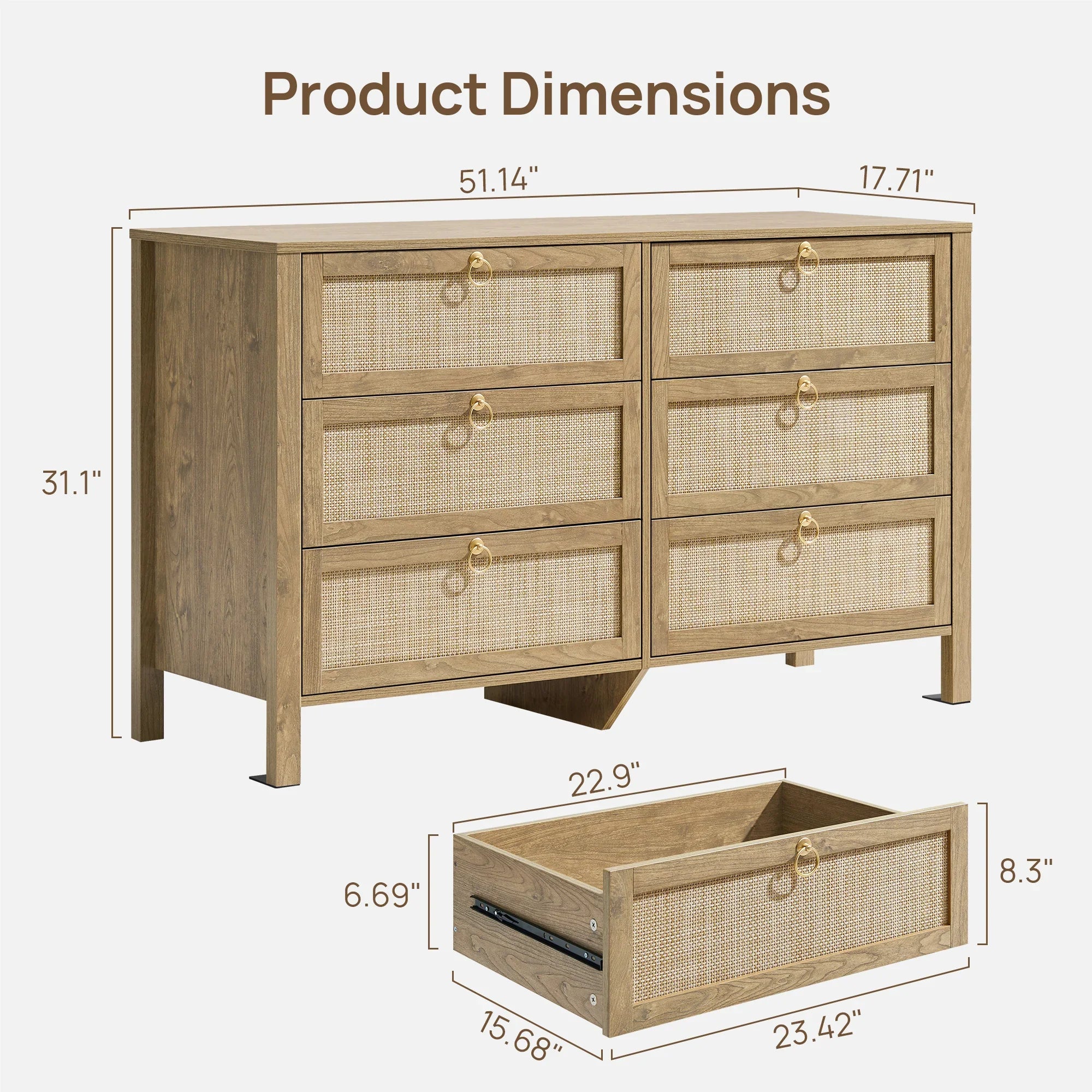 Terra 6 Drawers Dresser And 3 Drawers Nightstands Sets