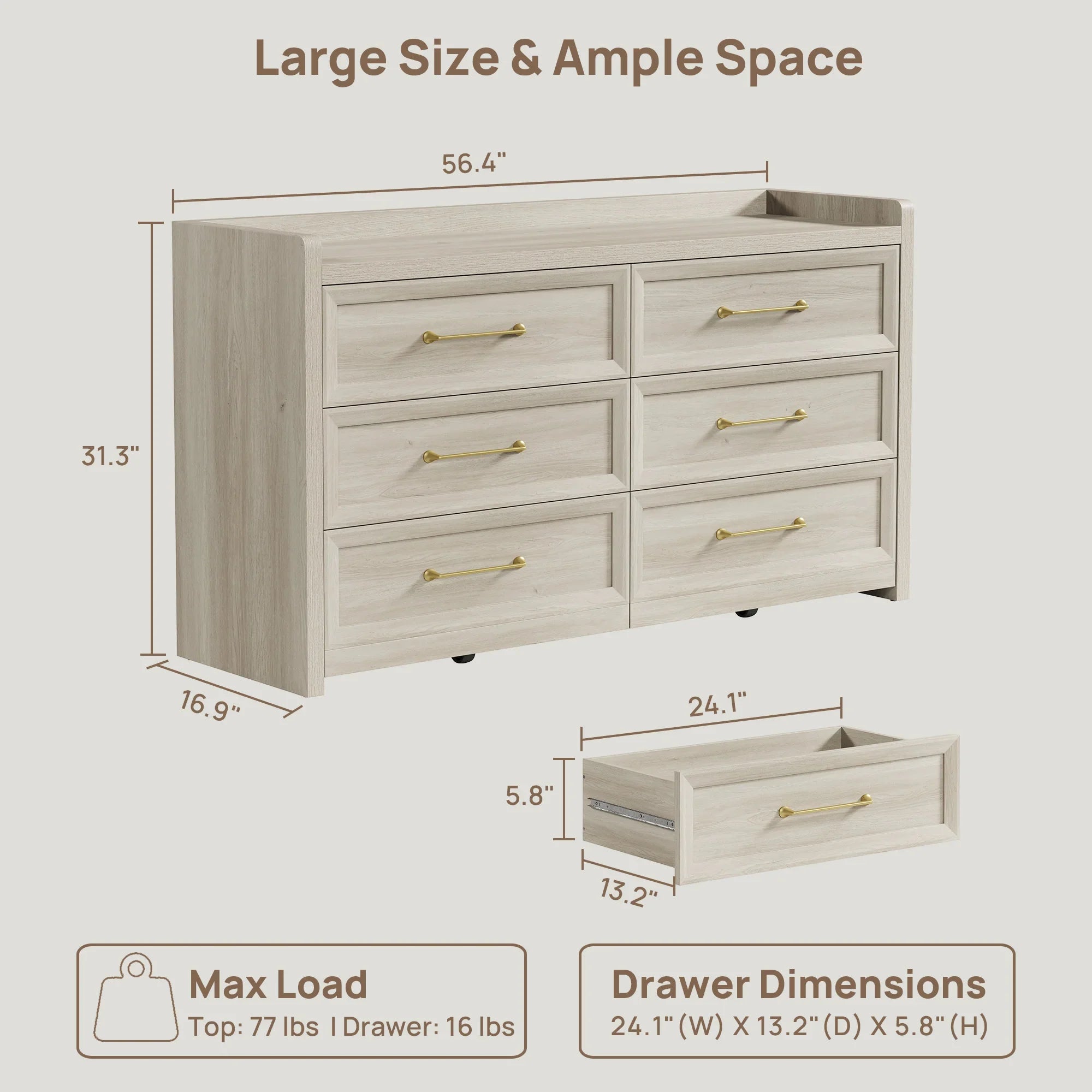 Helio 6 Drawer Dresser and Nightstands Set