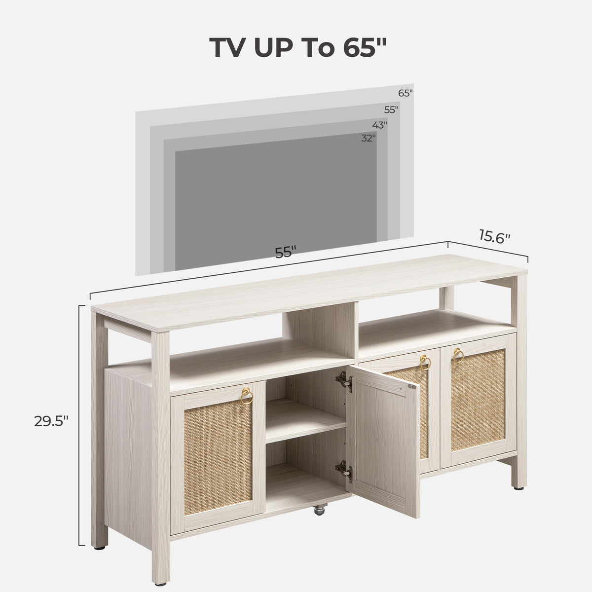 Terra White TV Stand for 65 Inch TV