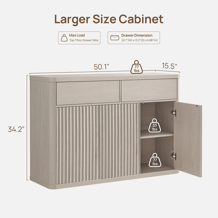 Cas Sideboard Cabinet, Fluted Style