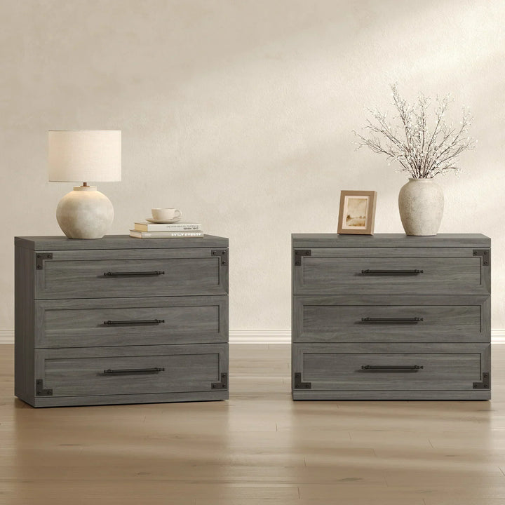 Willow 3-Drawers Nightstands Set, 25.5 Inch Tall