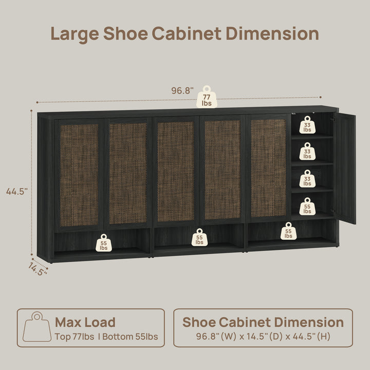 Zura Modular Shoe Cabinet with 6 Doors, 70 Pairs