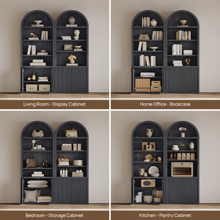 Cas Arched Bookcase with 2 Doors, 82 Inches Tall