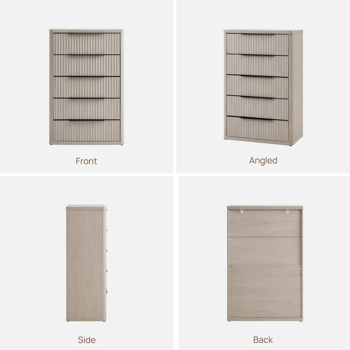 Cas 50.7Inch Tall Dresser, 5 Drawers, Set of 2