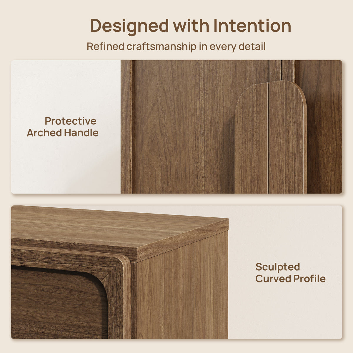 Arcus Sideboard with 2 Doors, Arched Handle Design