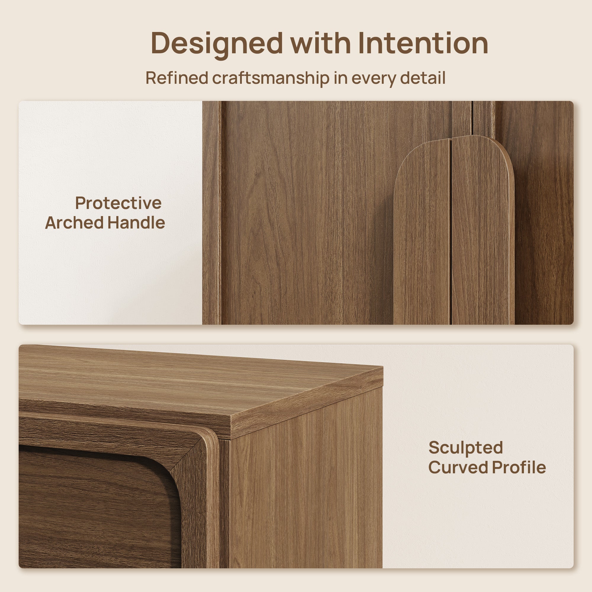 Arcus Sideboard with 2 Doors, Arched Handle Design